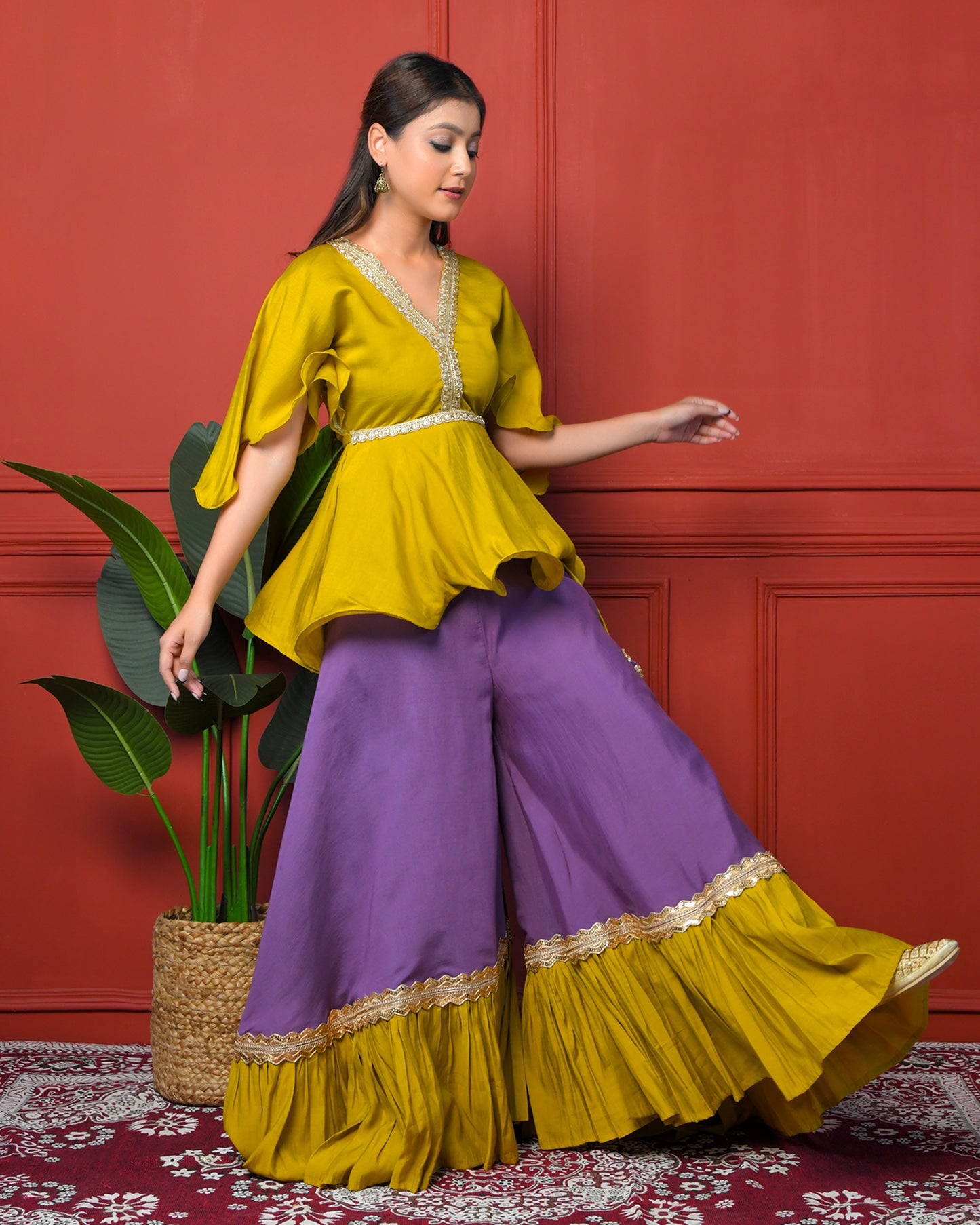 Olive Green Indo-Western Jumpsuit