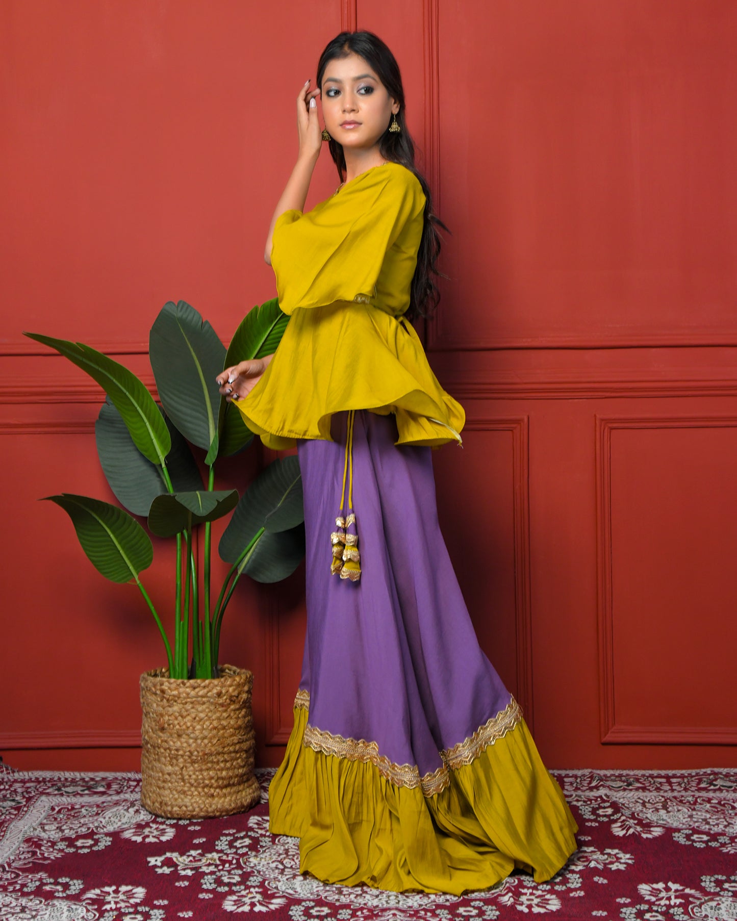 Olive Green Indo-Western Jumpsuit