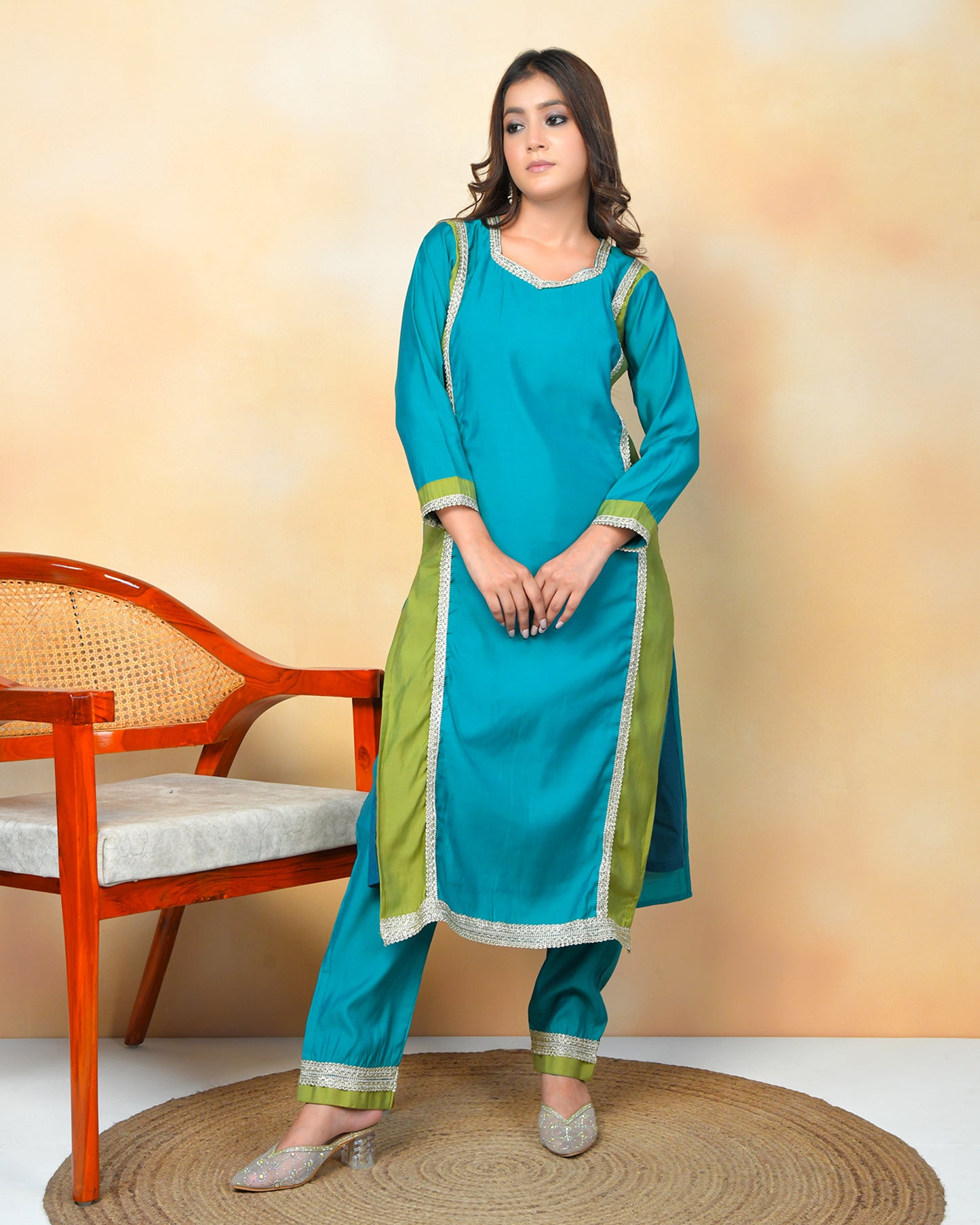 Ocean Pearl Straight-Fit Kurta Set