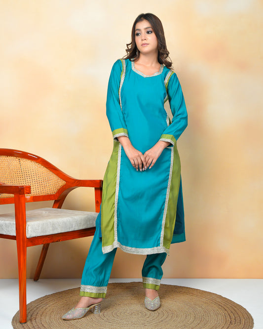 Ocean Pearl Straight-Fit Kurta Set