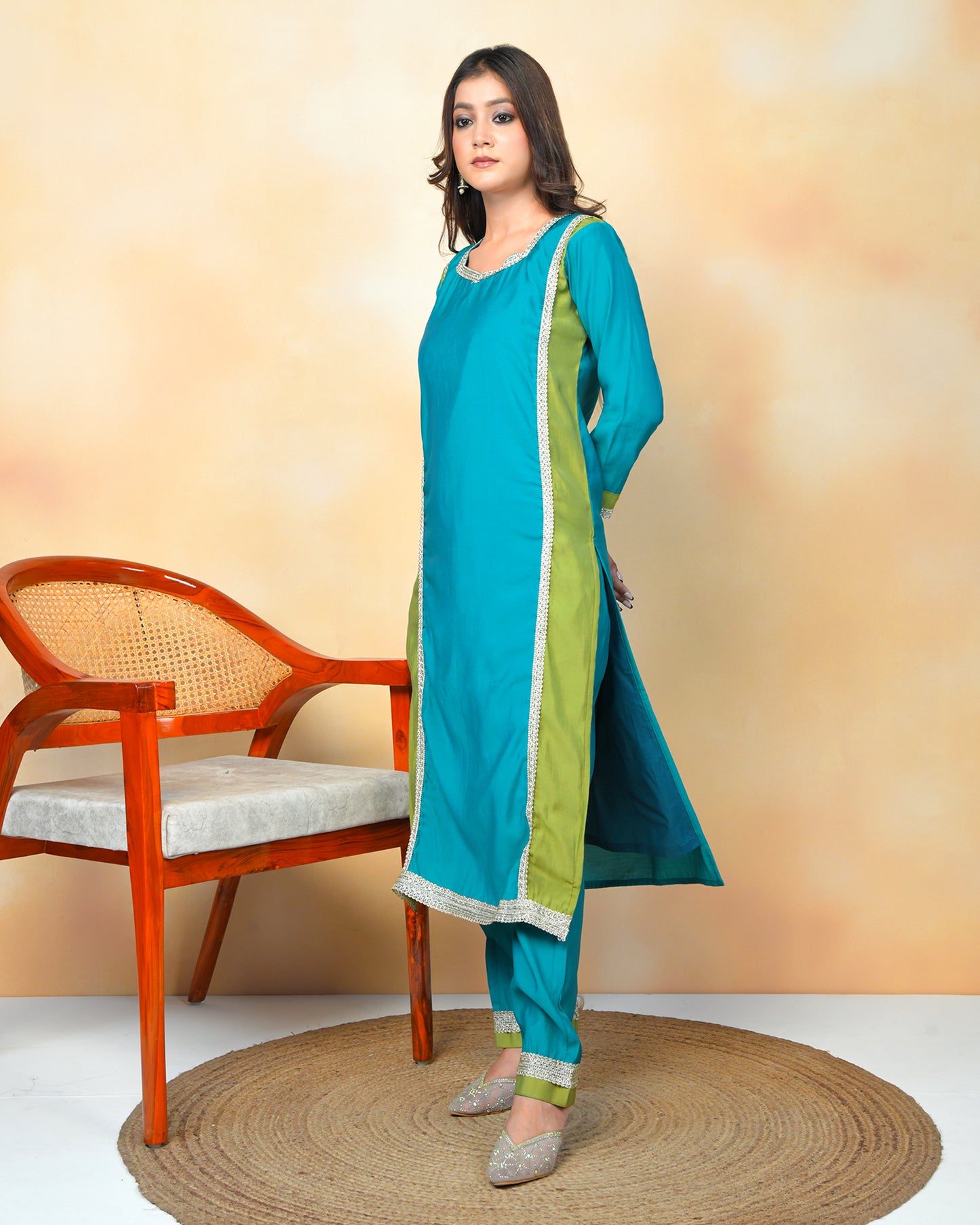 Ocean Pearl Straight-Fit Kurta Set