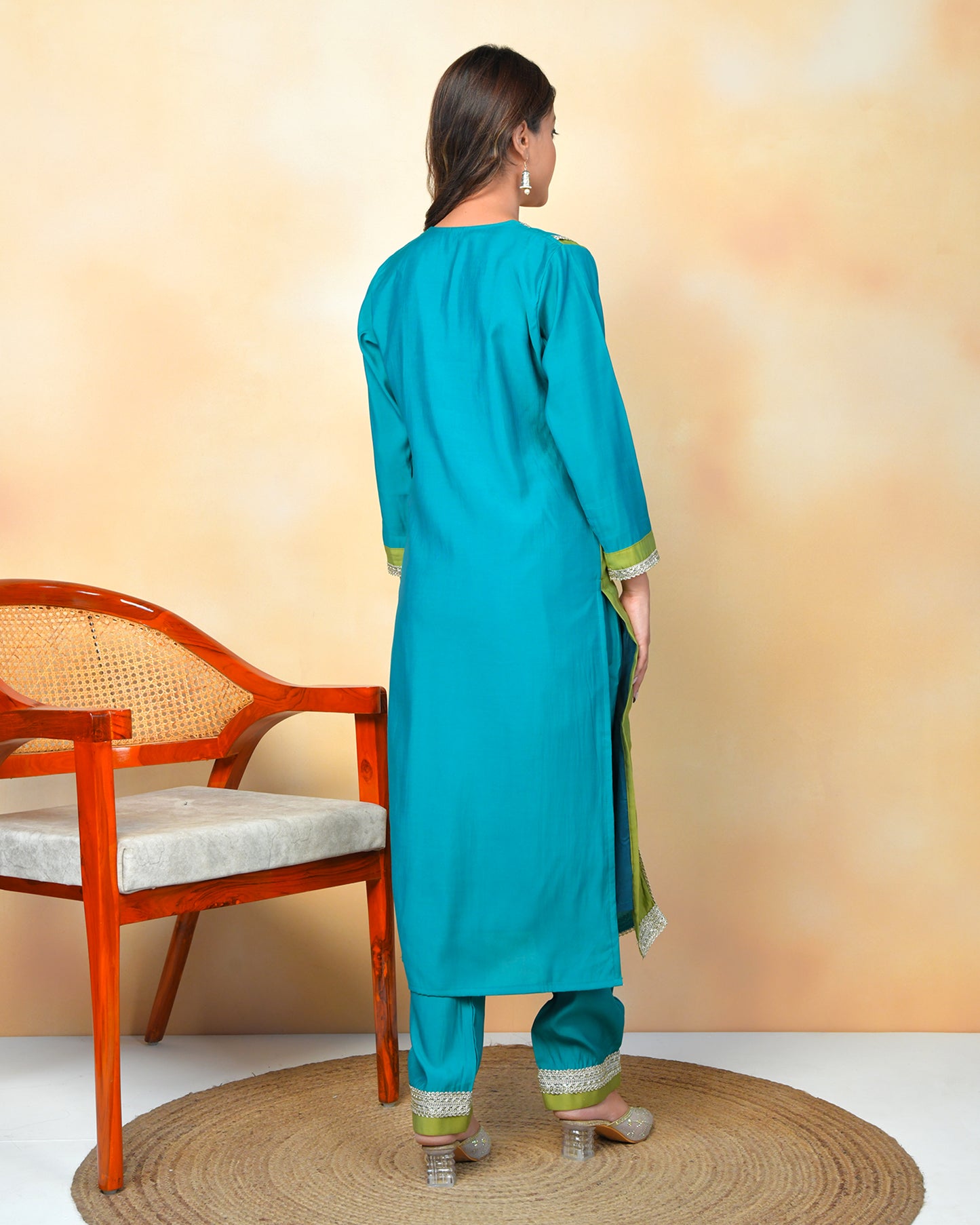 Ocean Pearl Straight-Fit Kurta Set